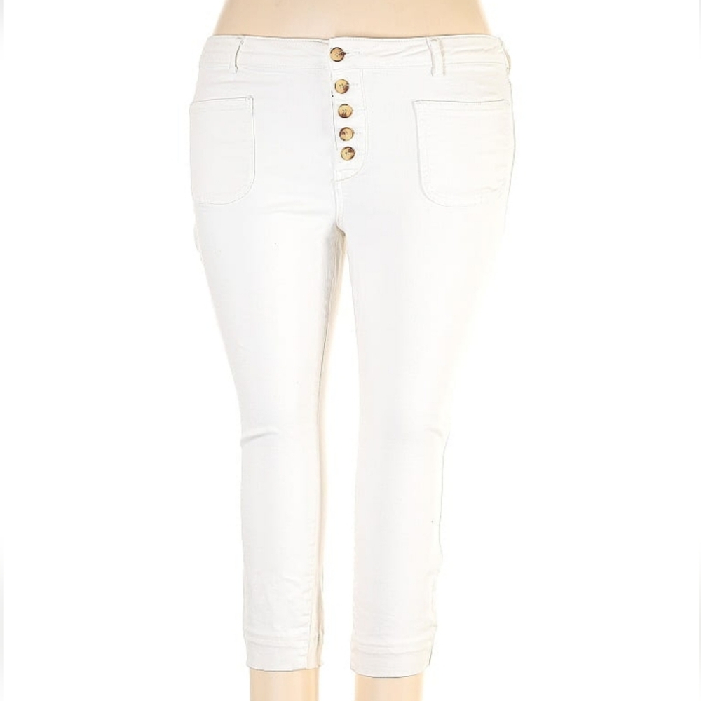 Cotton Anthropologie Pilcro High Rise Skinny Jeans 20W Optic White Denim Plus Sz
